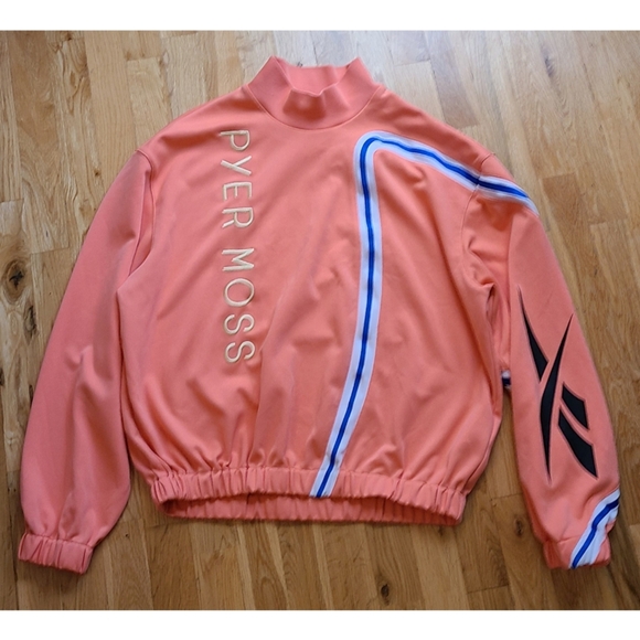 Reebok by Pyer Moss Pink Loose Mock Neck Track Pullover Shirt Jacket Size Small - Picture 11 of 16
